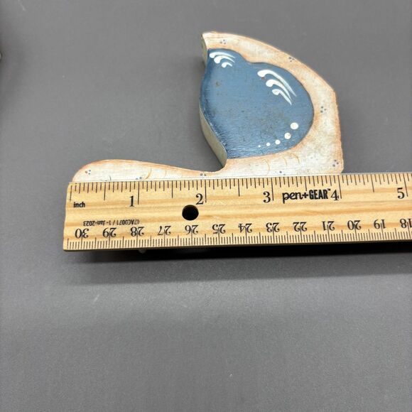 Vintage Wooden Geese Set of 4 Hand Painted Farmhouse Folk Art Mother w/ Babies - Picture 9 of 12